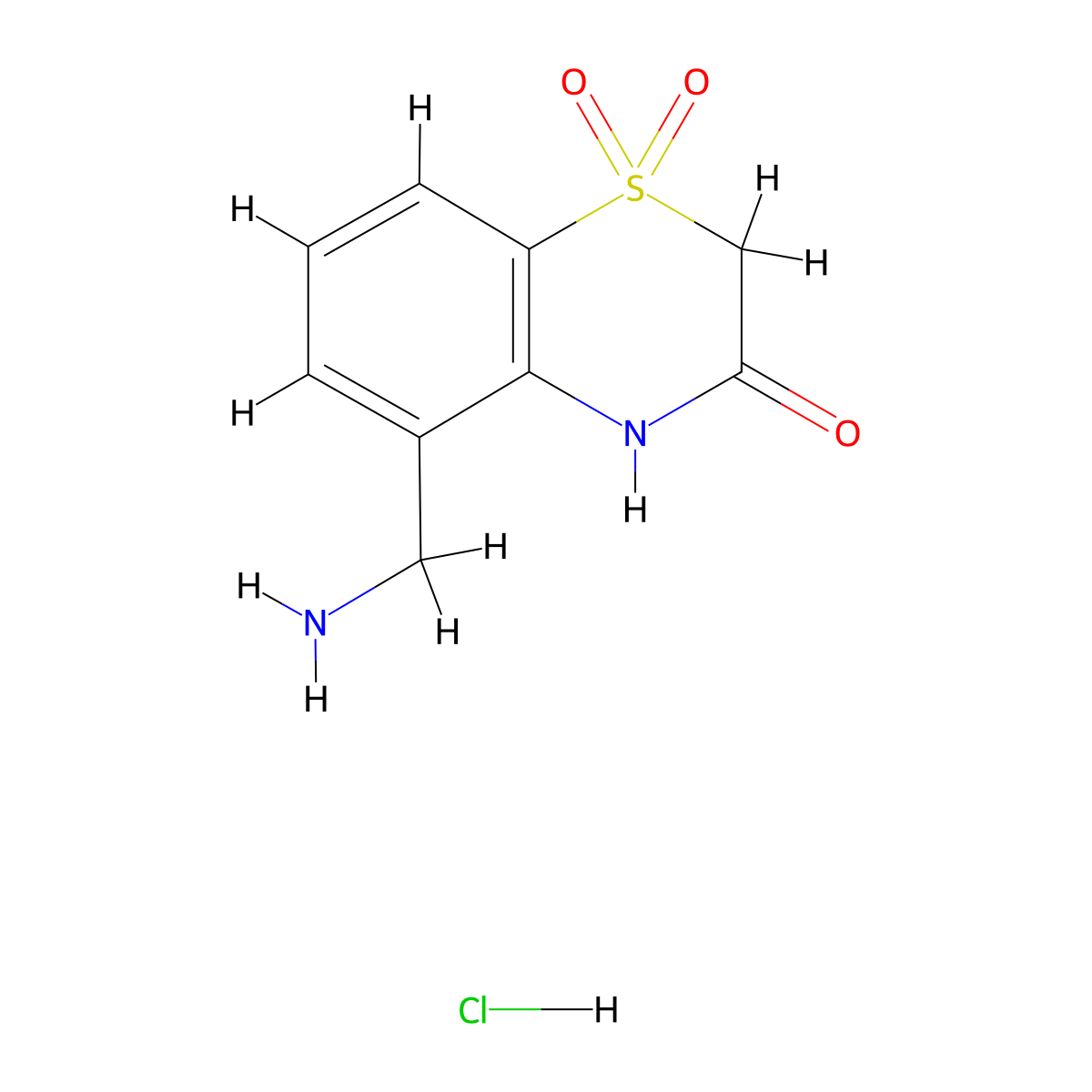 5-(aminomethyl)-1,1-dioxo-4H-1lambda6,4-benzothiazin-3-one;hydrochloride molecular structure, CAS 3017268-54-8