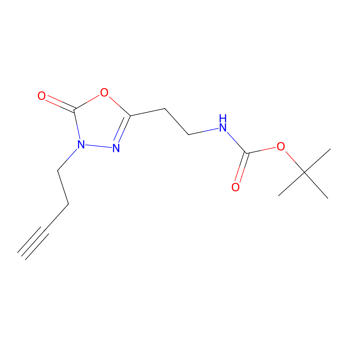 tert-butyl N-{2-[4-(but-3-yn-1-yl)-5-oxo-4,5-dihydro-1,3,4-oxadiazol-2-yl]ethyl}carbamate molecular structure, CAS 3017268-55-9