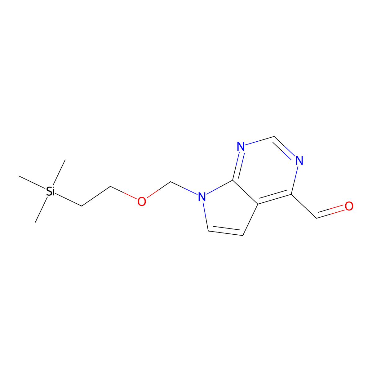 7-{[2-(trimethylsilyl)ethoxy]methyl}-7H-pyrrolo[2,3-d]pyrimidine-4-carbaldehyde molecular structure, CAS 3017268-60-6