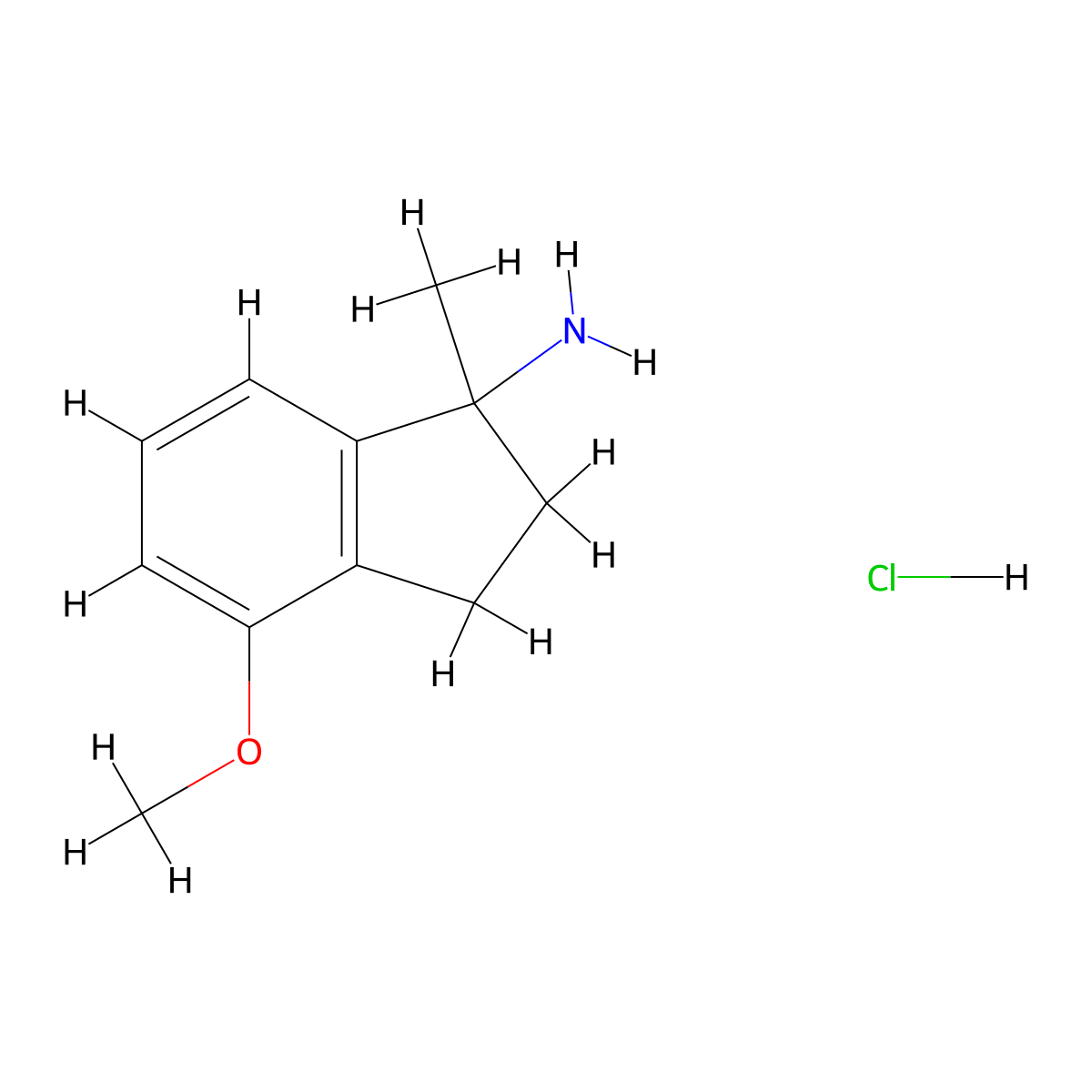 4-methoxy-1-methyl-2,3-dihydro-1H-inden-1-amine hydrochloride molecular structure, CAS 3017268-62-8