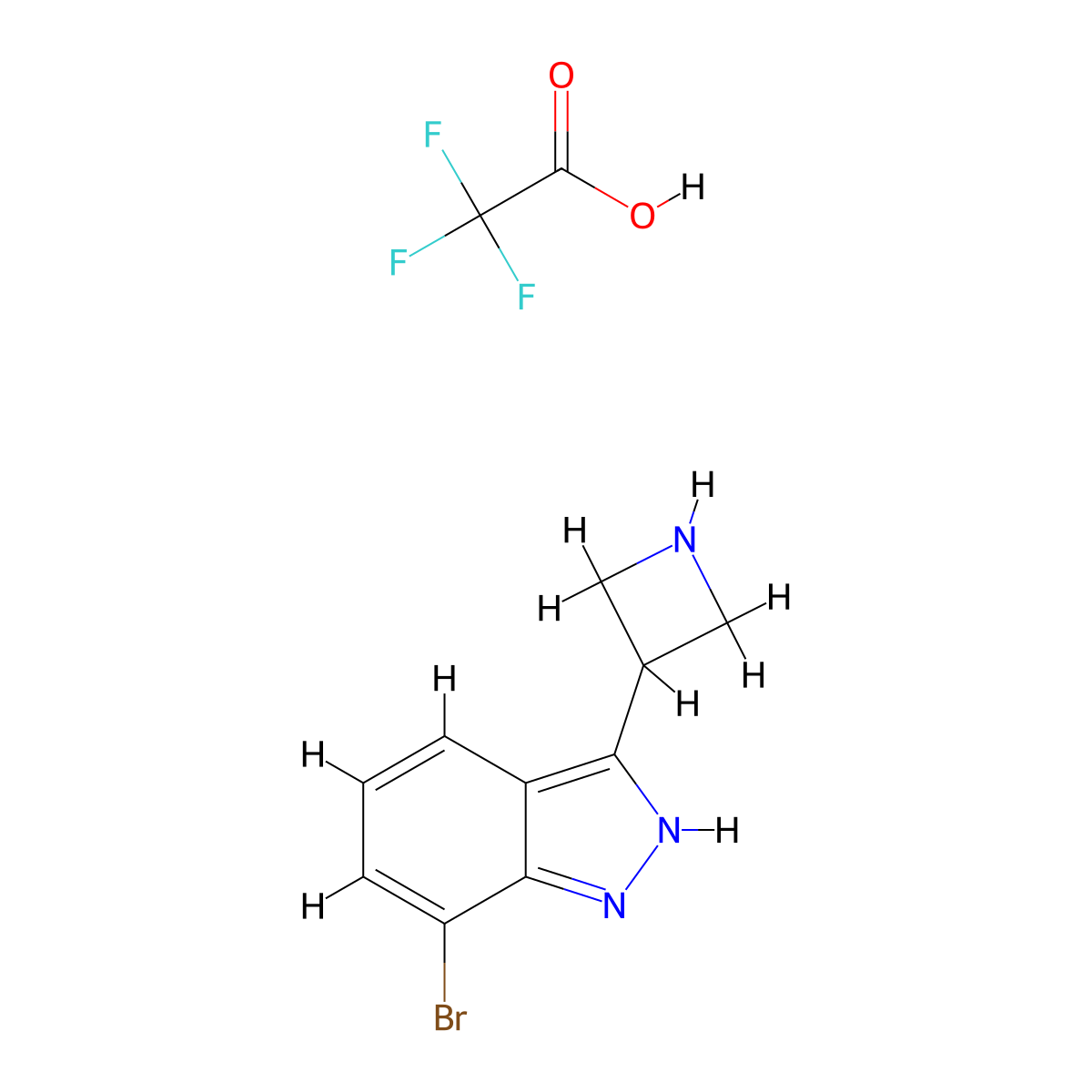 3-(azetidin-3-yl)-7-bromo-1H-indazole, trifluoroacetic acid molecular structure, CAS 3017268-64-0