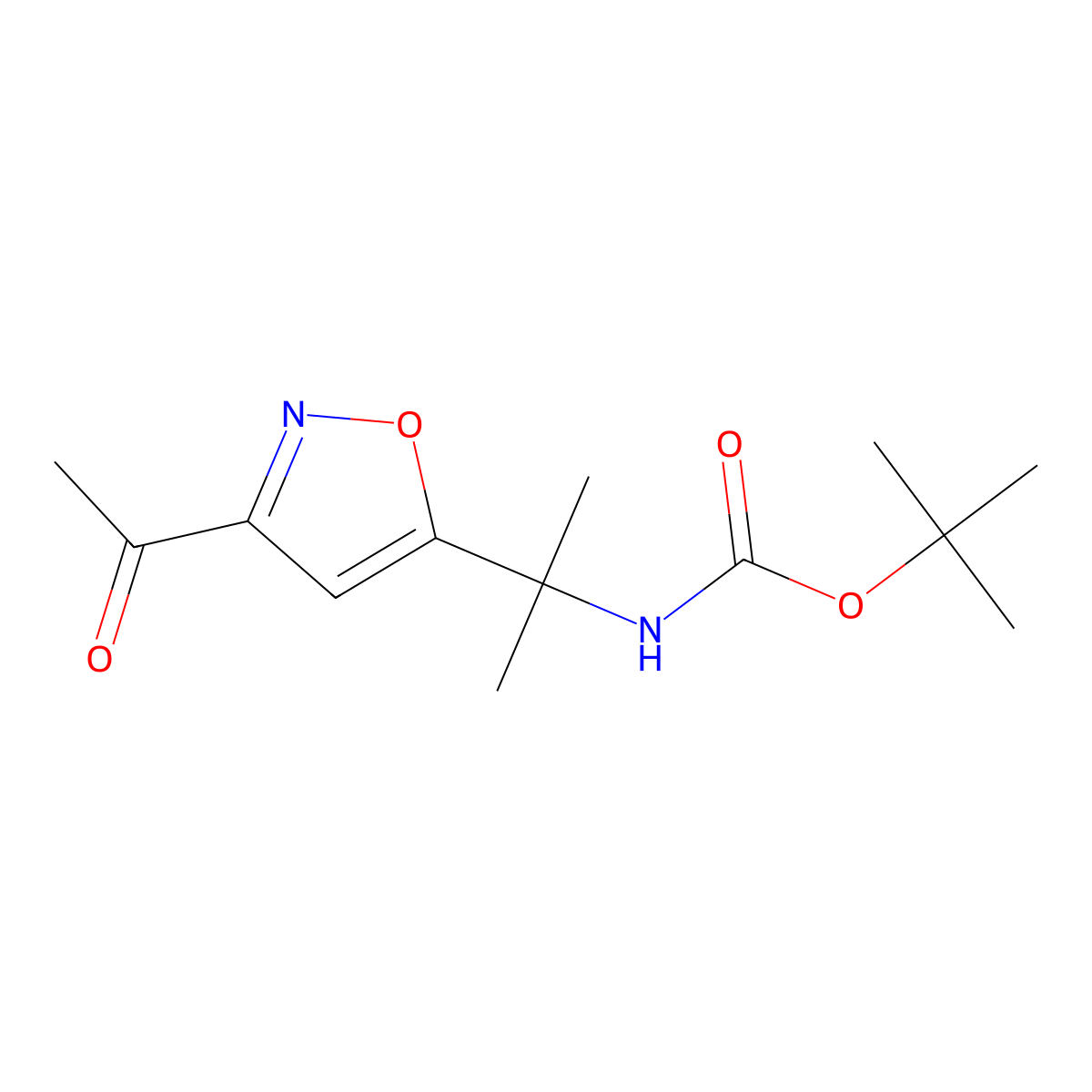 tert-butyl N-[2-(3-acetyl-1,2-oxazol-5-yl)propan-2-yl]carbamate molecular structure, CAS 3017268-66-2