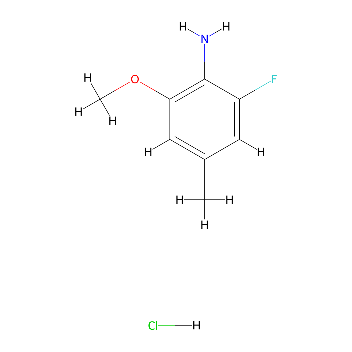 2-Fluoro-6-methoxy-4-methylaniline hydrochloride molecular structure, CAS 3017268-75-3