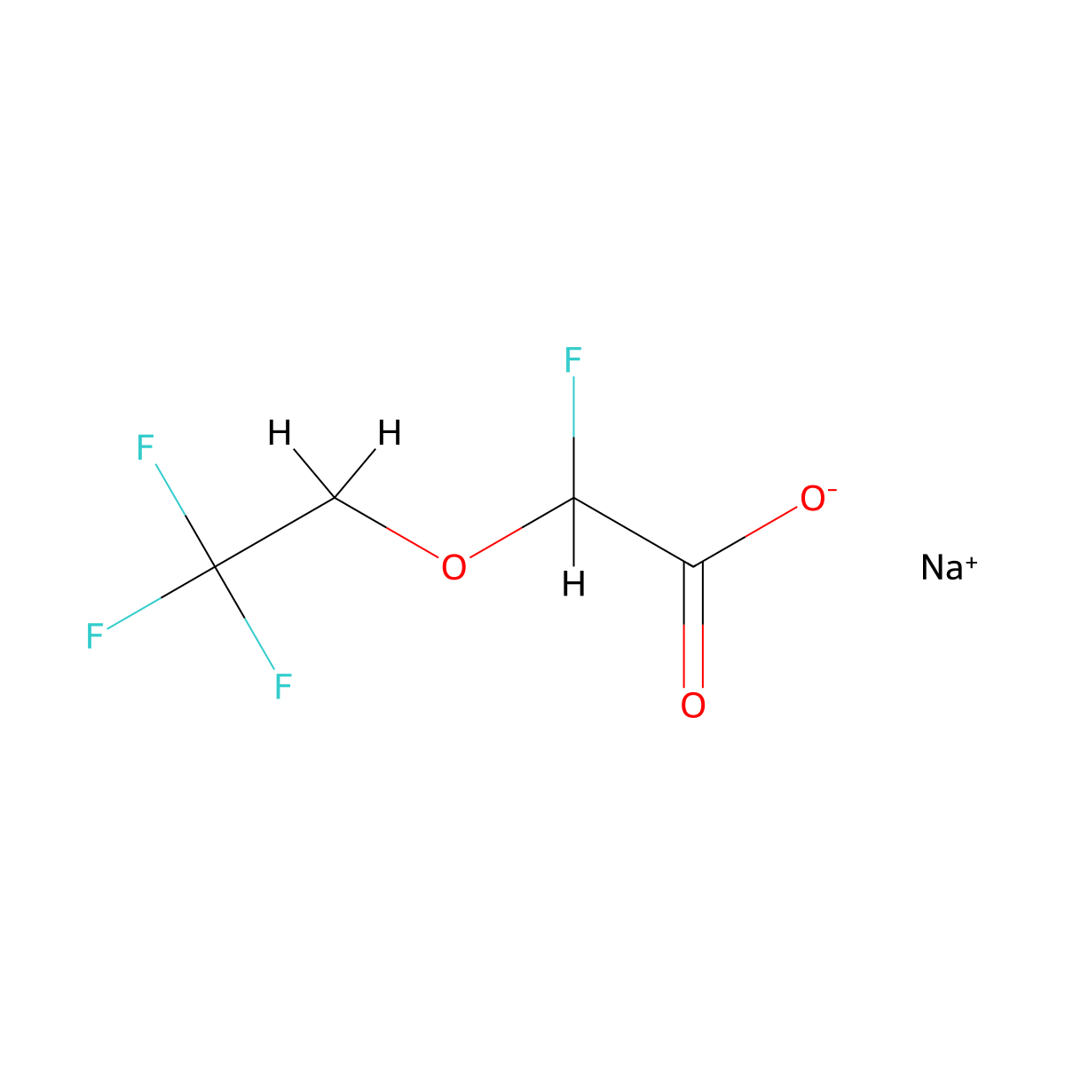 Sodium 2-fluoro-2-(2,2,2-trifluoroethoxy)acetate molecular structure, CAS 3017268-79-7