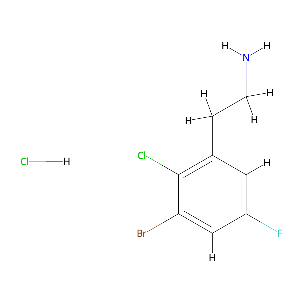 2-(3-Bromo-2-chloro-5-fluorophenyl)ethanamine;hydrochloride molecular structure, CAS 3017268-89-9