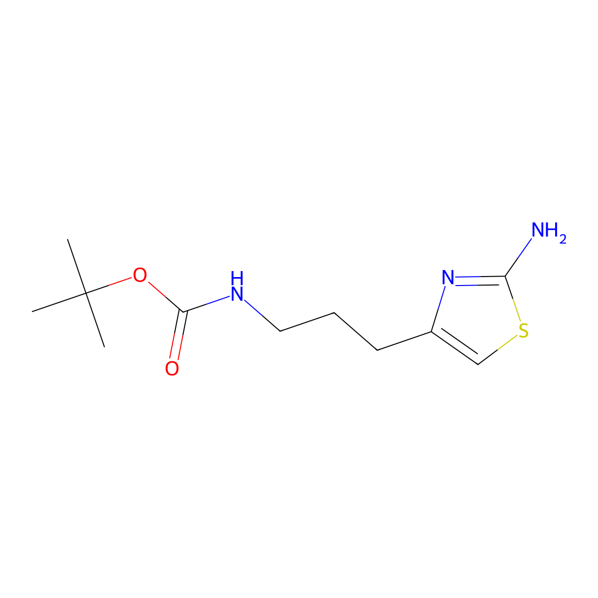 tert-butyl N-[3-(2-amino-1,3-thiazol-4-yl)propyl]carbamate molecular structure, CAS 3017268-90-2
