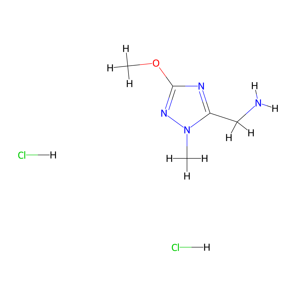 1-(3-methoxy-1-methyl-1H-1,2,4-triazol-5-yl)methanamine dihydrochloride molecular structure, CAS 3017268-92-4