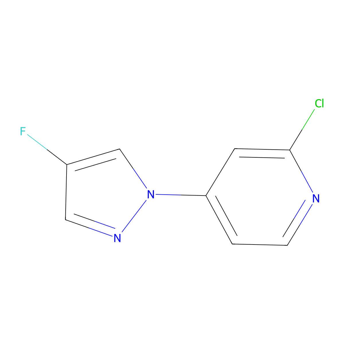2-chloro-4-(4-fluoro-1H-pyrazol-1-yl)pyridine molecular structure, CAS 3017269-01-8