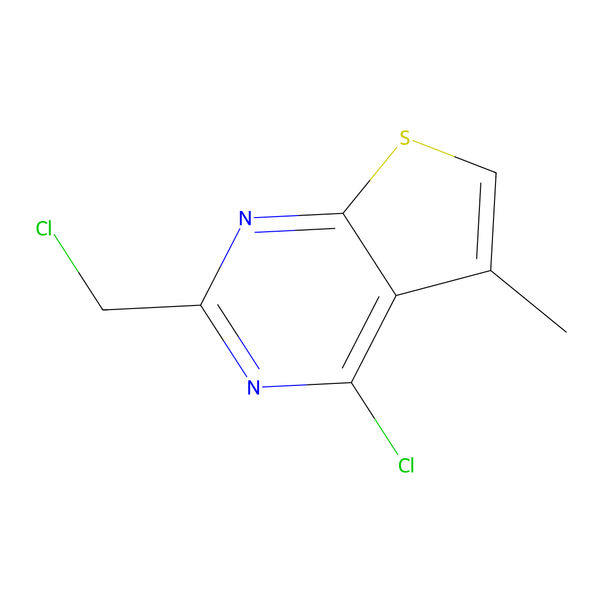 4-Chloro-2-(chloromethyl)-5-methylthieno[2,3-d]pyrimidine molecular structure, CAS 3017269-17-6
