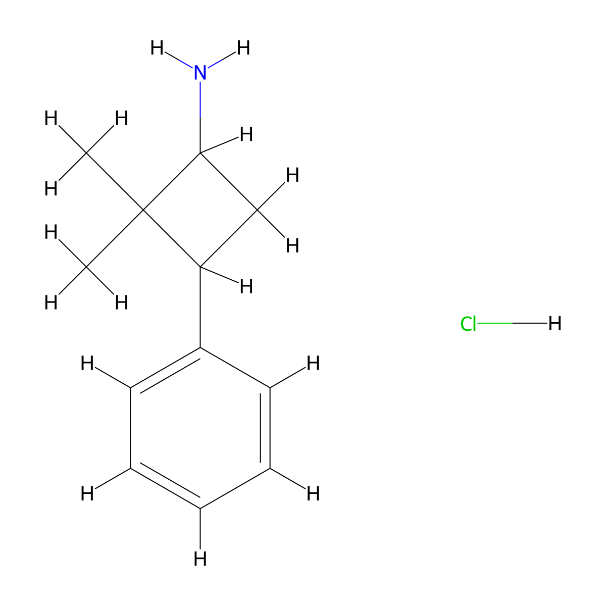 2,2-Dimethyl-3-phenylcyclobutan-1-amine hydrochloride molecular structure, CAS 3017269-37-0
