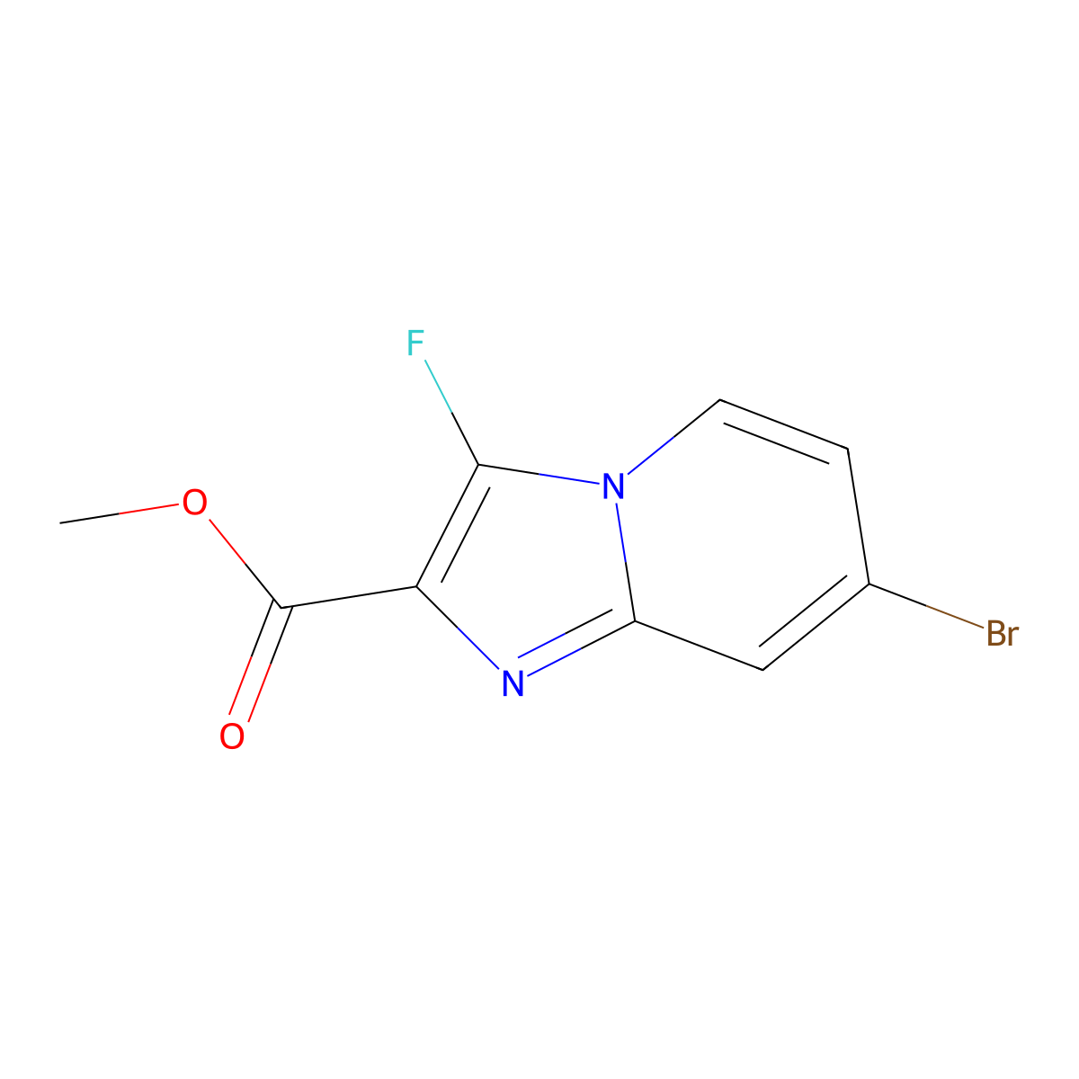 Methyl 7-bromo-3-fluoroimidazo[1,2-a]pyridine-2-carboxylate molecular structure, CAS 3017269-55-2