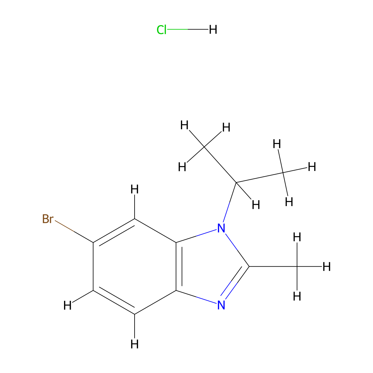 6-bromo-2-methyl-1-(propan-2-yl)-1H-1,3-benzodiazole hydrochloride molecular structure, CAS 3017269-58-5
