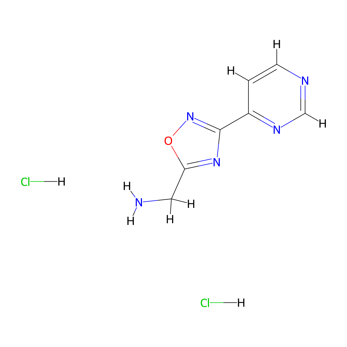 1-[3-(Pyrimidin-4-yl)-1,2,4-oxadiazol-5-yl]methanamine dihydrochloride molecular structure, CAS 3017269-70-1