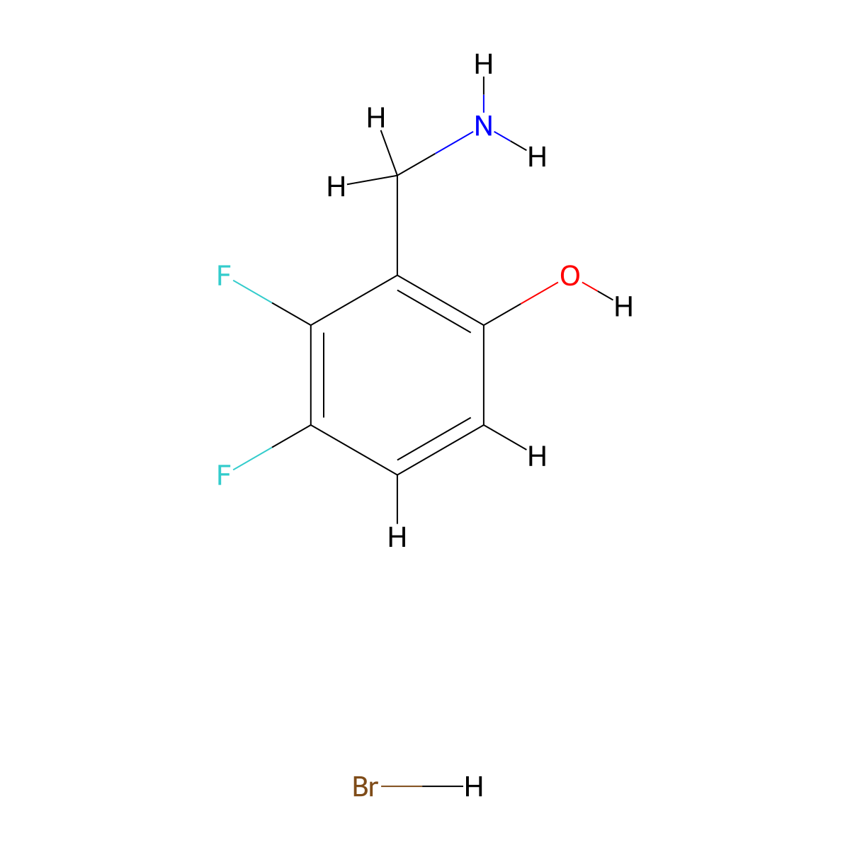 2-(Aminomethyl)-3,4-difluorophenol hydrobromide molecular structure, CAS 3017269-77-8