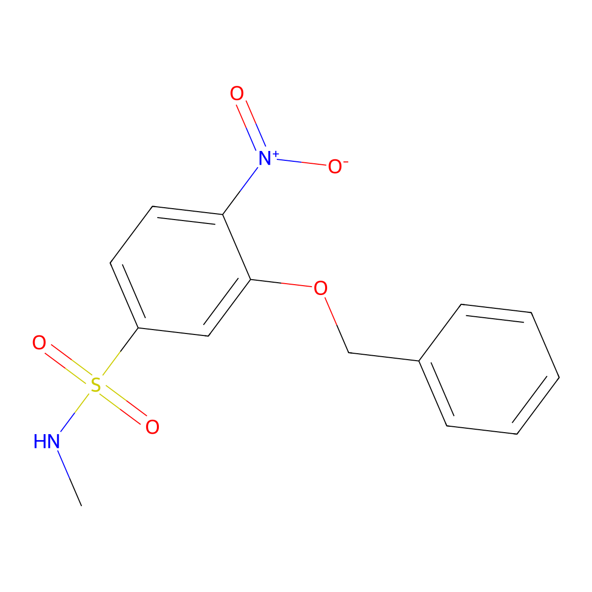 3-(benzyloxy)-N-methyl-4-nitrobenzene-1-sulfonamide molecular structure, CAS 3017269-78-9