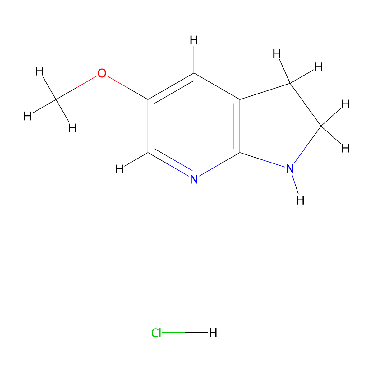 5-methoxy-1H,2H,3H-pyrrolo[2,3-b]pyridine hydrochloride molecular structure, CAS 3017269-82-5
