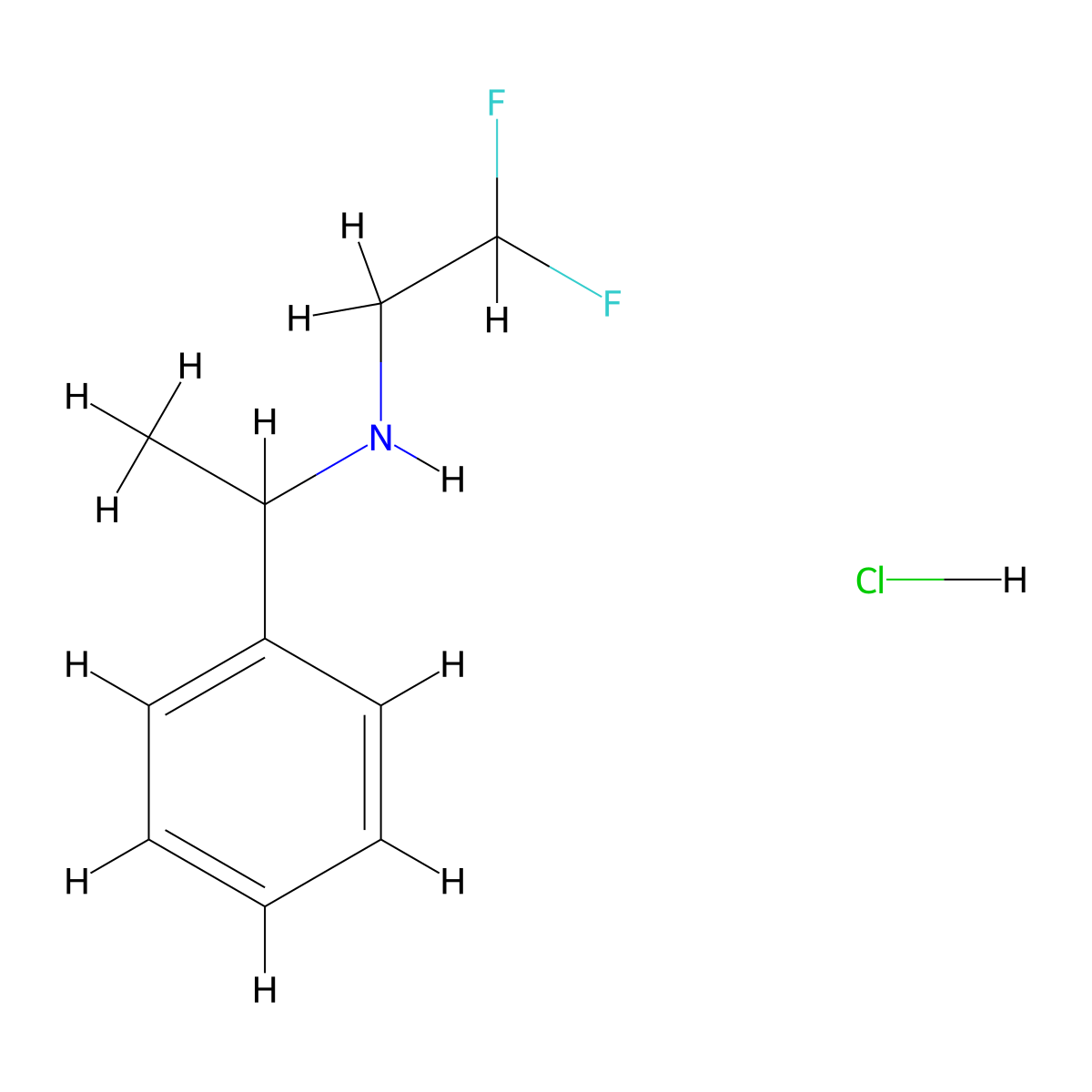 (2,2-Difluoroethyl)(1-phenylethyl)amine hydrochloride molecular structure, CAS 3017269-85-8