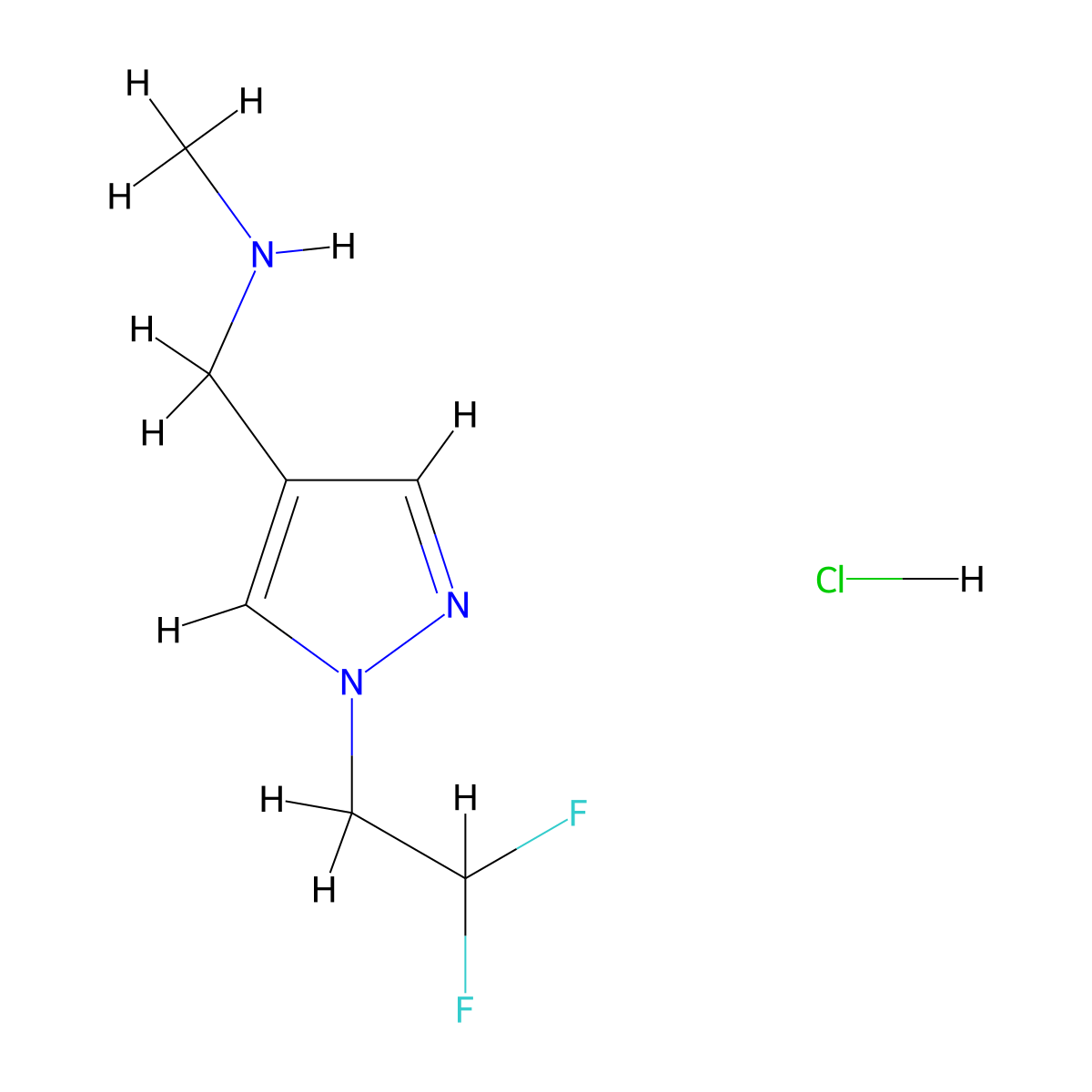 {[1-(2,2-difluoroethyl)-1H-pyrazol-4-yl]methyl}(methyl)amine hydrochloride molecular structure, CAS 3017269-96-1