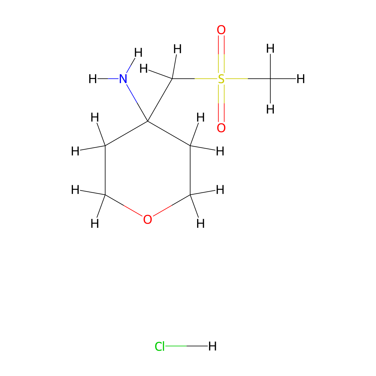 4-(Methanesulfonylmethyl)oxan-4-amine hydrochloride molecular structure, CAS 3017270-11-7