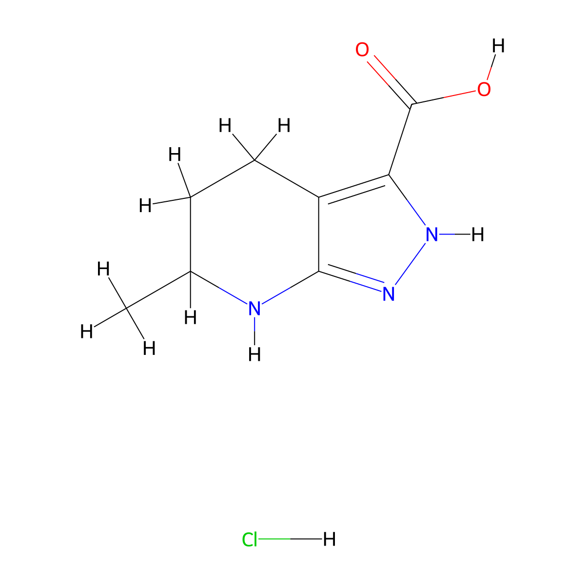 6-methyl-1H,4H,5H,6H,7H-pyrazolo[3,4-b]pyridine-3-carboxylic acid hydrochloride molecular structure, CAS 3017270-14-0