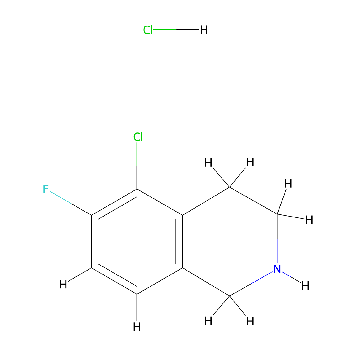 5-Chloro-6-fluoro-1,2,3,4-tetrahydroisoquinoline hydrochloride molecular structure, CAS 3017270-24-2