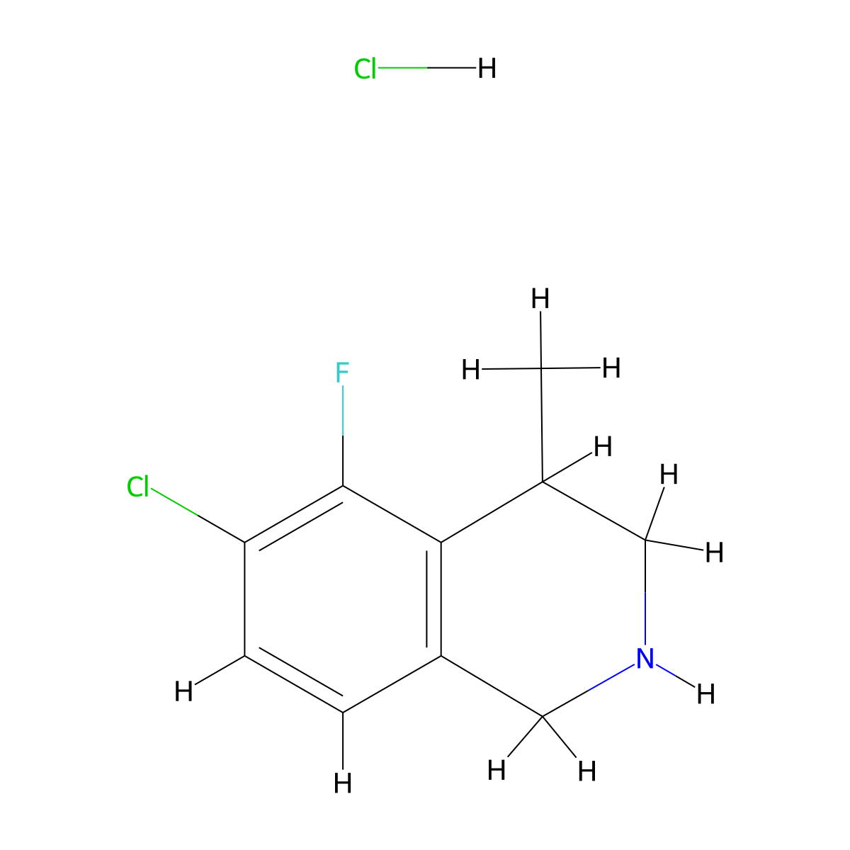 6-Chloro-5-fluoro-4-methyl-1,2,3,4-tetrahydroisoquinoline hydrochloride molecular structure, CAS 3017270-26-4