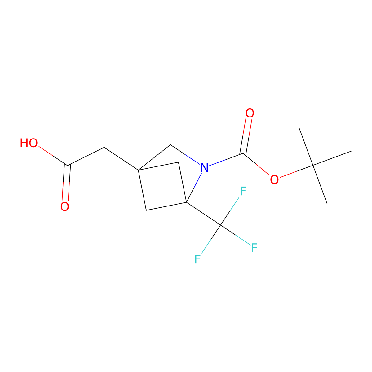 2-[2-[(2-Methylpropan-2-yl)oxycarbonyl]-1-(trifluoromethyl)-2-azabicyclo[2.1.1]hexan-4-yl]acetic acid molecular structure, CAS 3017270-30-0