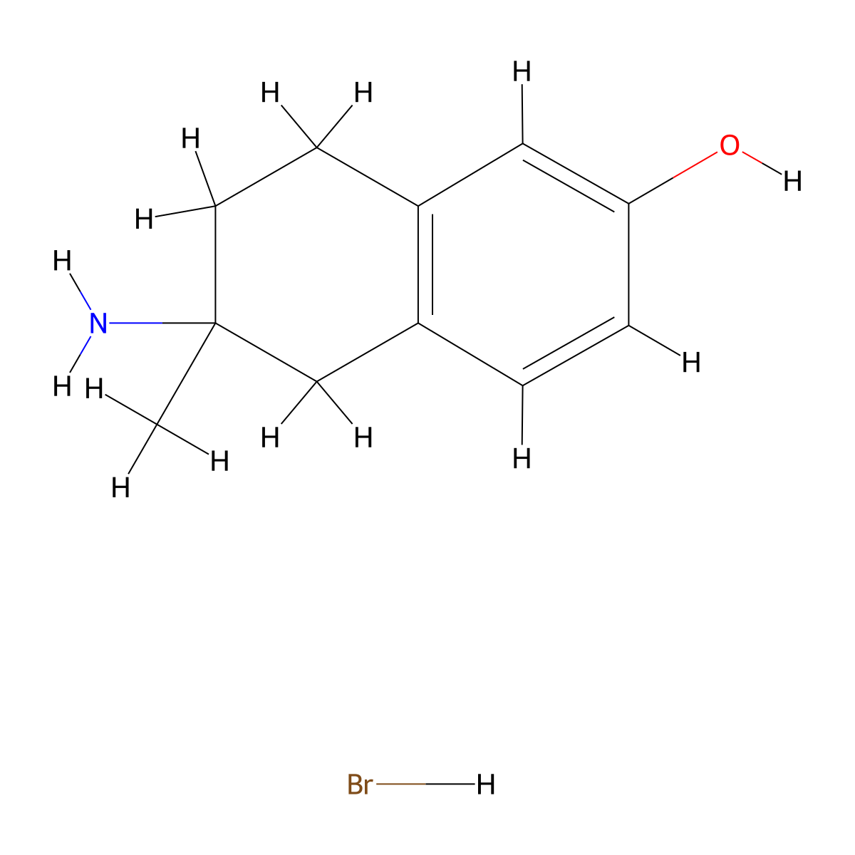 6-Amino-6-methyl-5,6,7,8-tetrahydronaphthalen-2-ol hydrobromide molecular structure, CAS 3017270-32-2