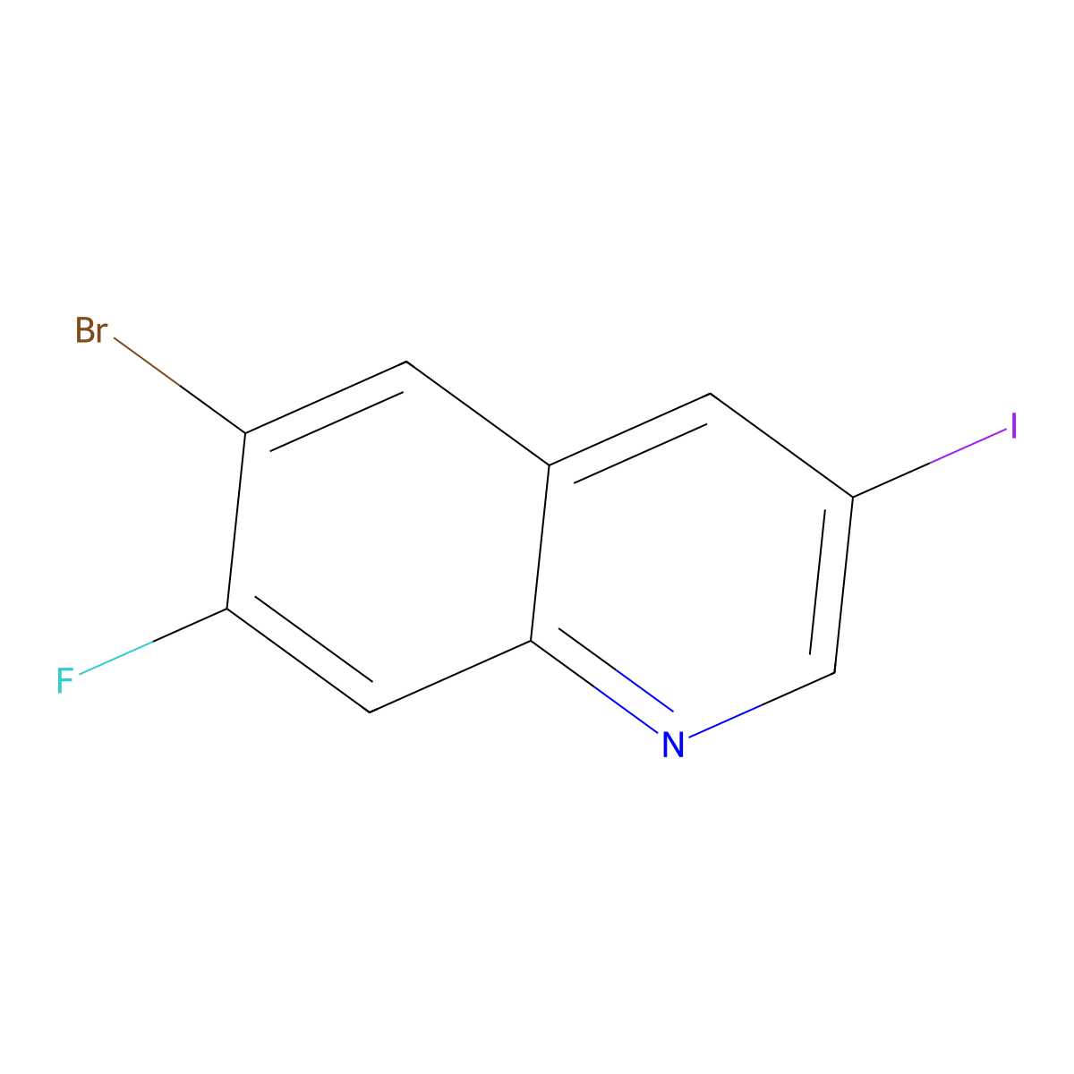 6-Bromo-7-fluoro-3-iodoquinoline molecular structure, CAS 3017270-36-6