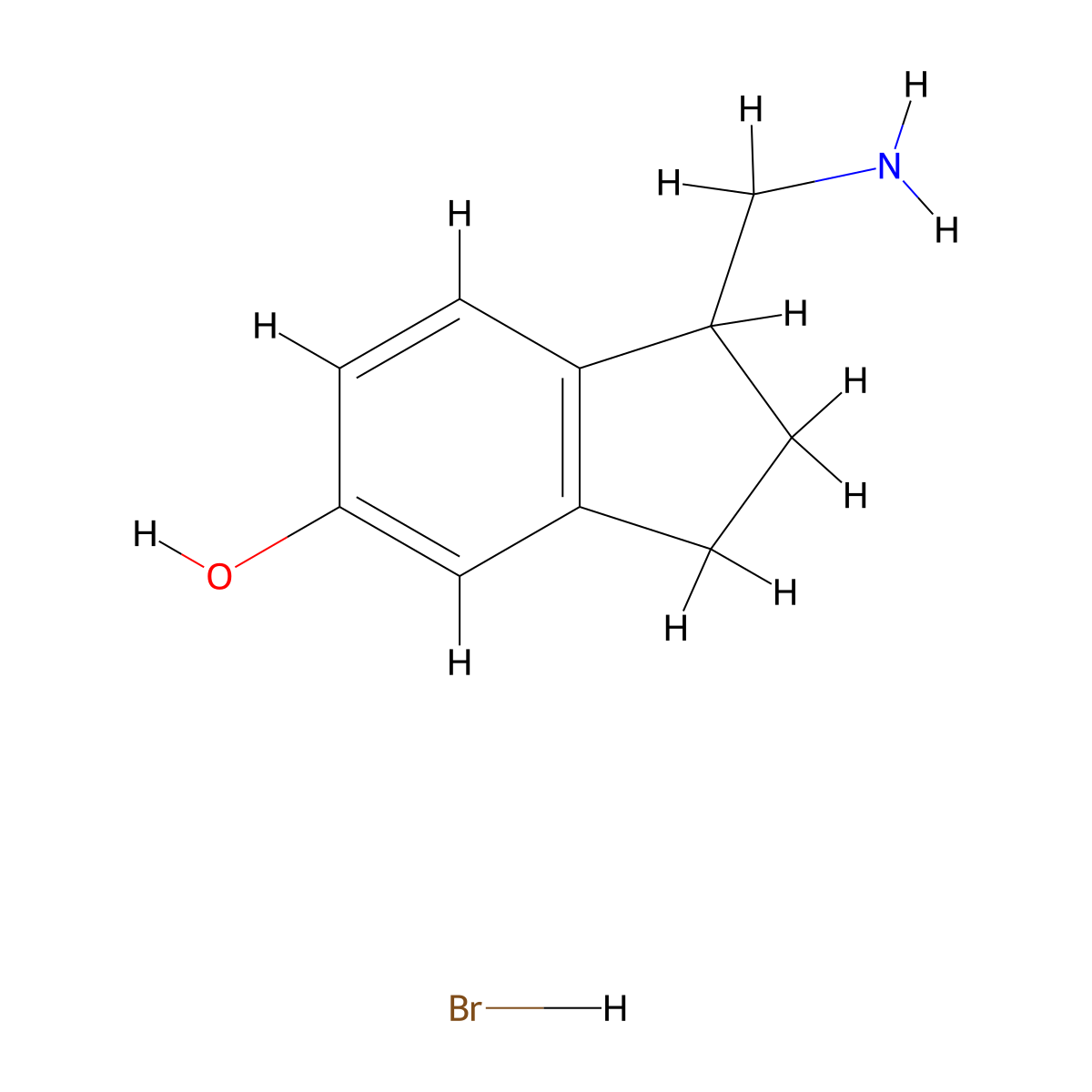 1-(aminomethyl)-2,3-dihydro-1H-inden-5-ol hydrobromide molecular structure, CAS 3017270-37-7
