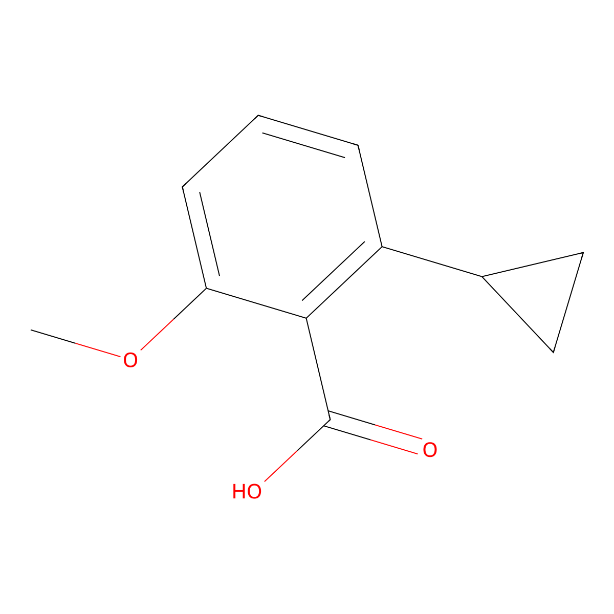 2-Cyclopropyl-6-methoxybenzoic acid molecular structure, CAS 3017270-49-1
