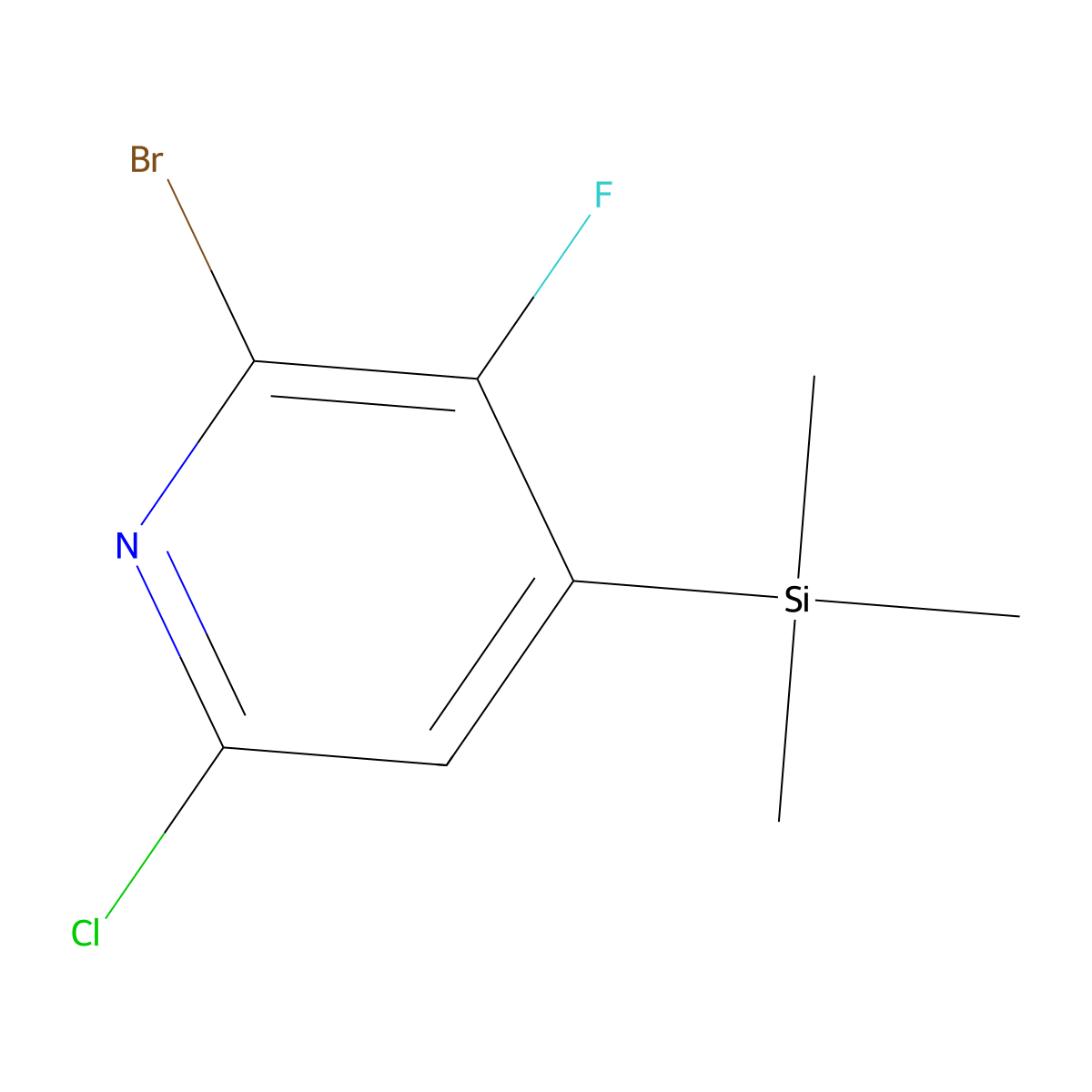 2-Bromo-6-chloro-3-fluoro-4-(trimethylsilyl)pyridine molecular structure, CAS 3017270-50-4