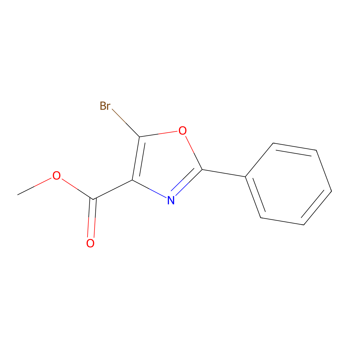 Methyl 5-bromo-2-phenyl-1,3-oxazole-4-carboxylate molecular structure, CAS 3017270-60-6