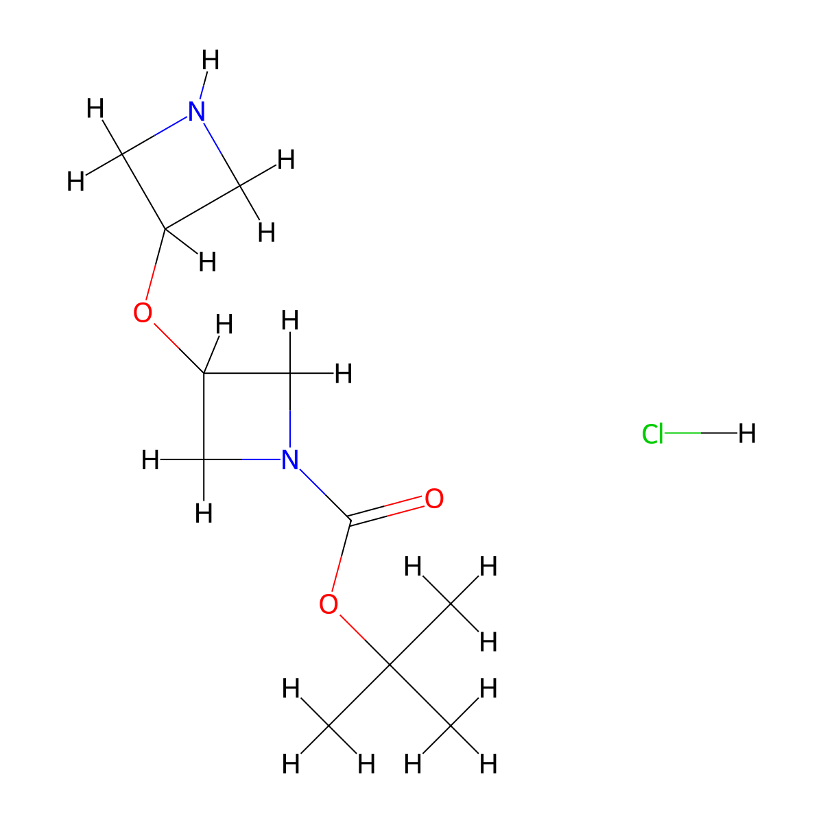 Tert-butyl 3-(azetidin-3-yloxy)azetidine-1-carboxylate hydrochloride molecular structure, CAS 3017270-75-3