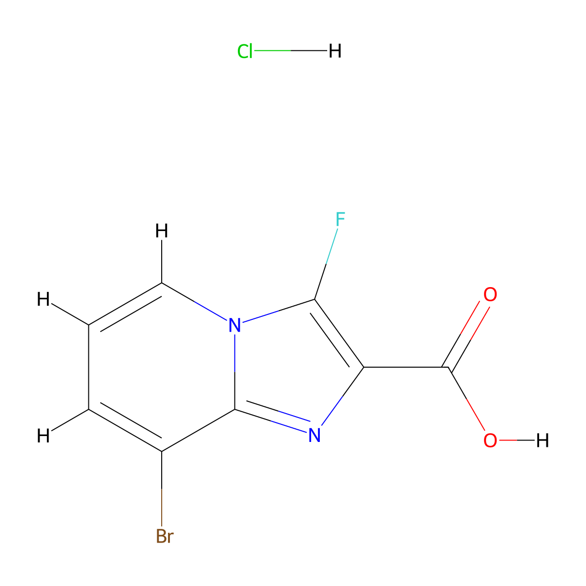 8-Bromo-3-fluoroimidazo[1,2-a]pyridine-2-carboxylic acid hydrochloride molecular structure, CAS 3017270-84-4