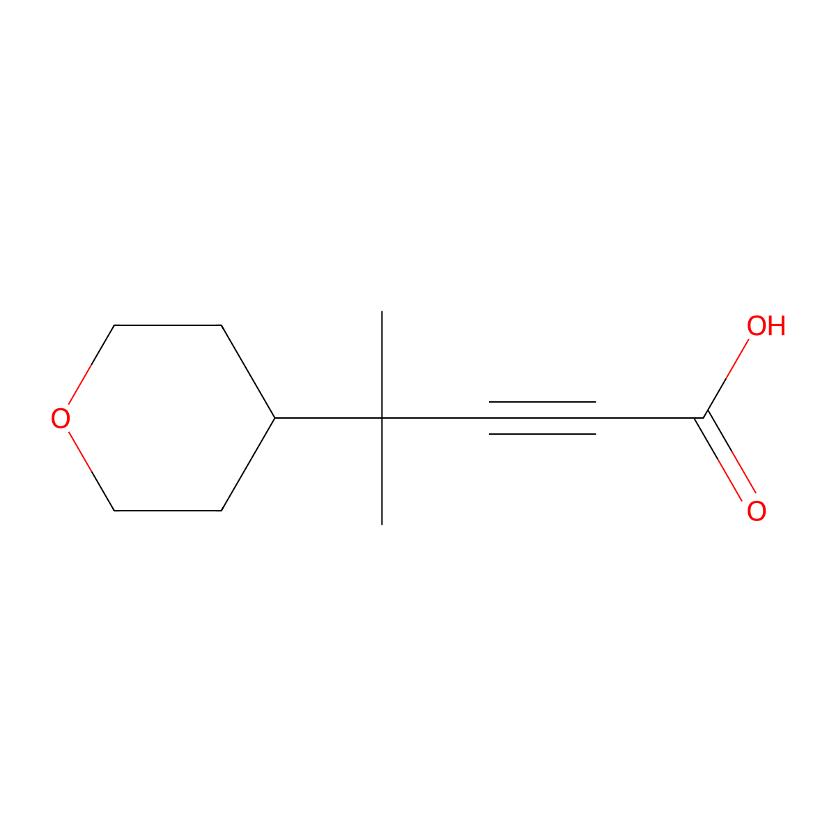 4-Methyl-4-(oxan-4-yl)pent-2-ynoic acid molecular structure, CAS 3017270-93-5