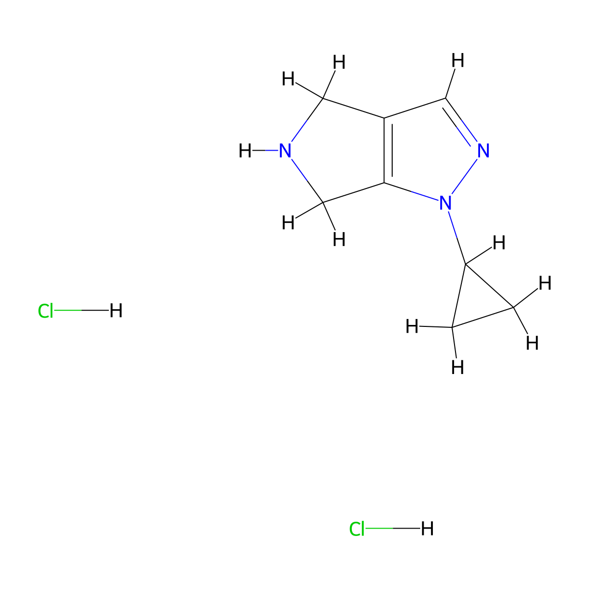 1-Cyclopropyl-1,4,5,6-tetrahydropyrrolo[3,4-c]pyrazole dihydrochloride molecular structure, CAS 3017270-96-8