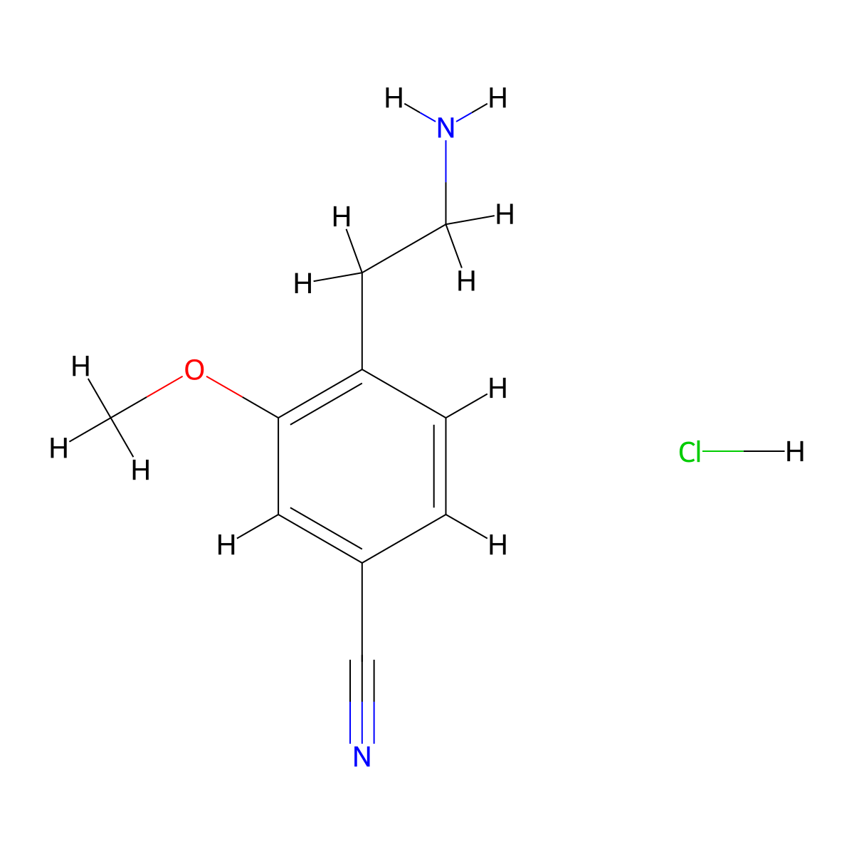 4-(2-Aminoethyl)-3-methoxybenzonitrile;hydrochloride molecular structure, CAS 3017270-98-0