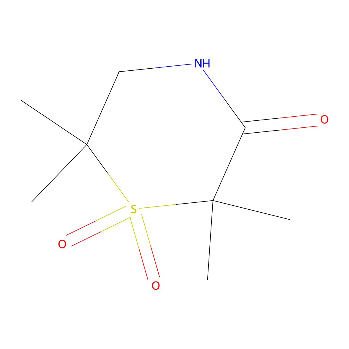 2,2,6,6-Tetramethyl-1lambda6-thiomorpholine-1,1,3-trione molecular structure, CAS 3017271-00-7