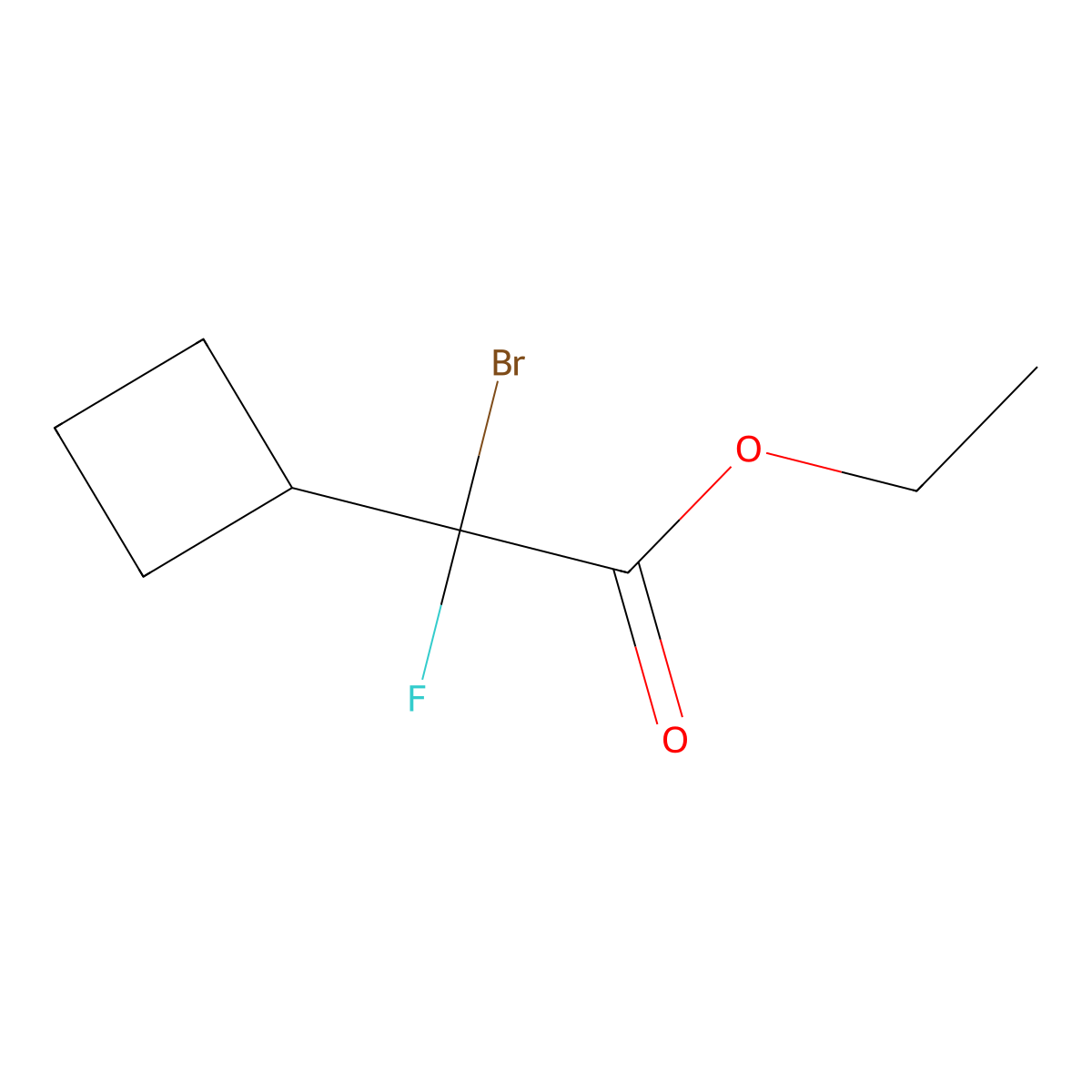 Ethyl 2-bromo-2-cyclobutyl-2-fluoroacetate molecular structure, CAS 3017271-04-1