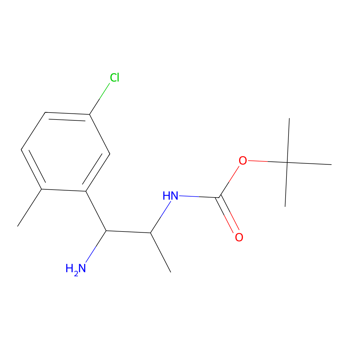 tert-butyl N-[1-amino-1-(5-chloro-2-methylphenyl)propan-2-yl]carbamate molecular structure, CAS 3017271-23-4