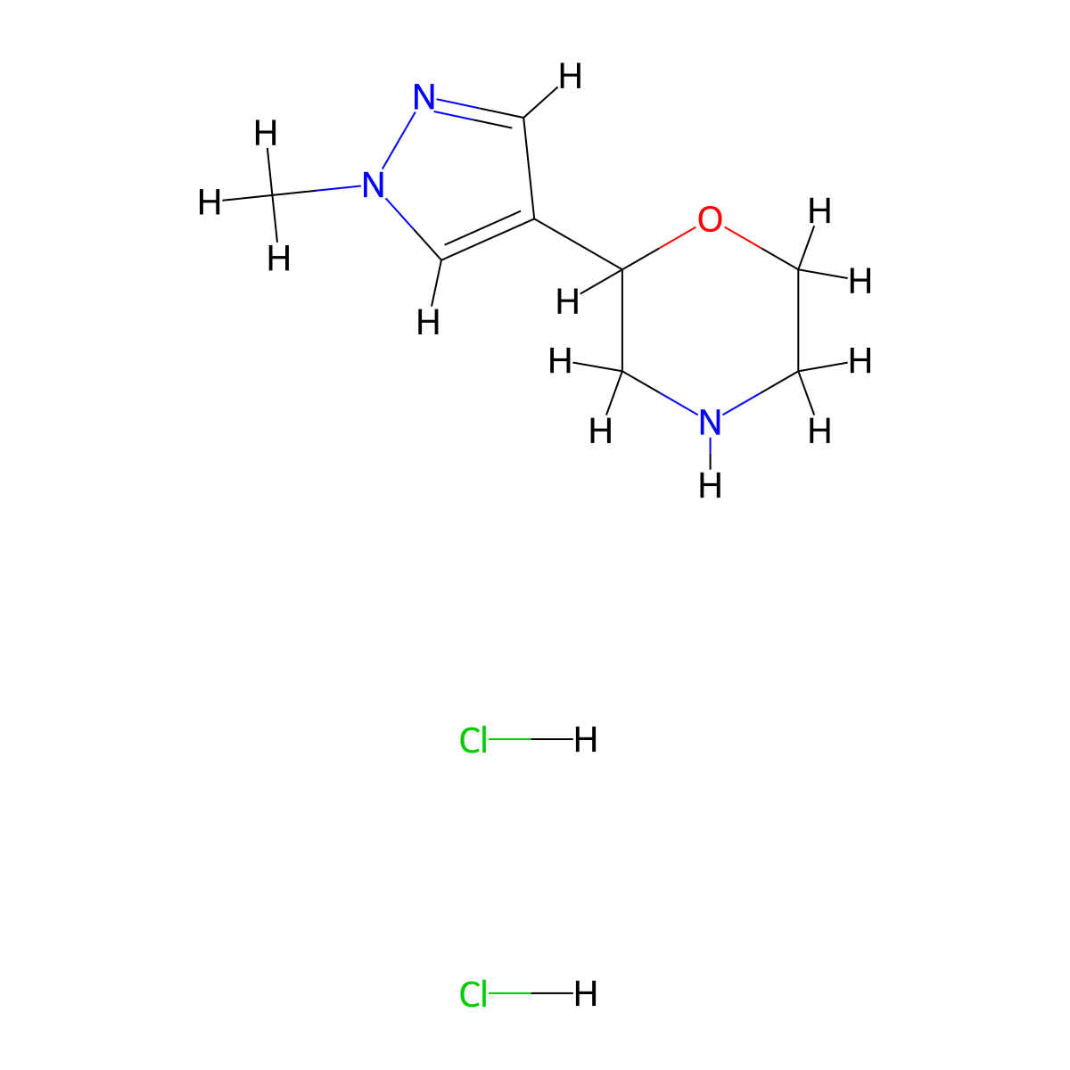 2-(1-Methylpyrazol-4-yl)morpholine;dihydrochloride molecular structure, CAS 3017271-24-5