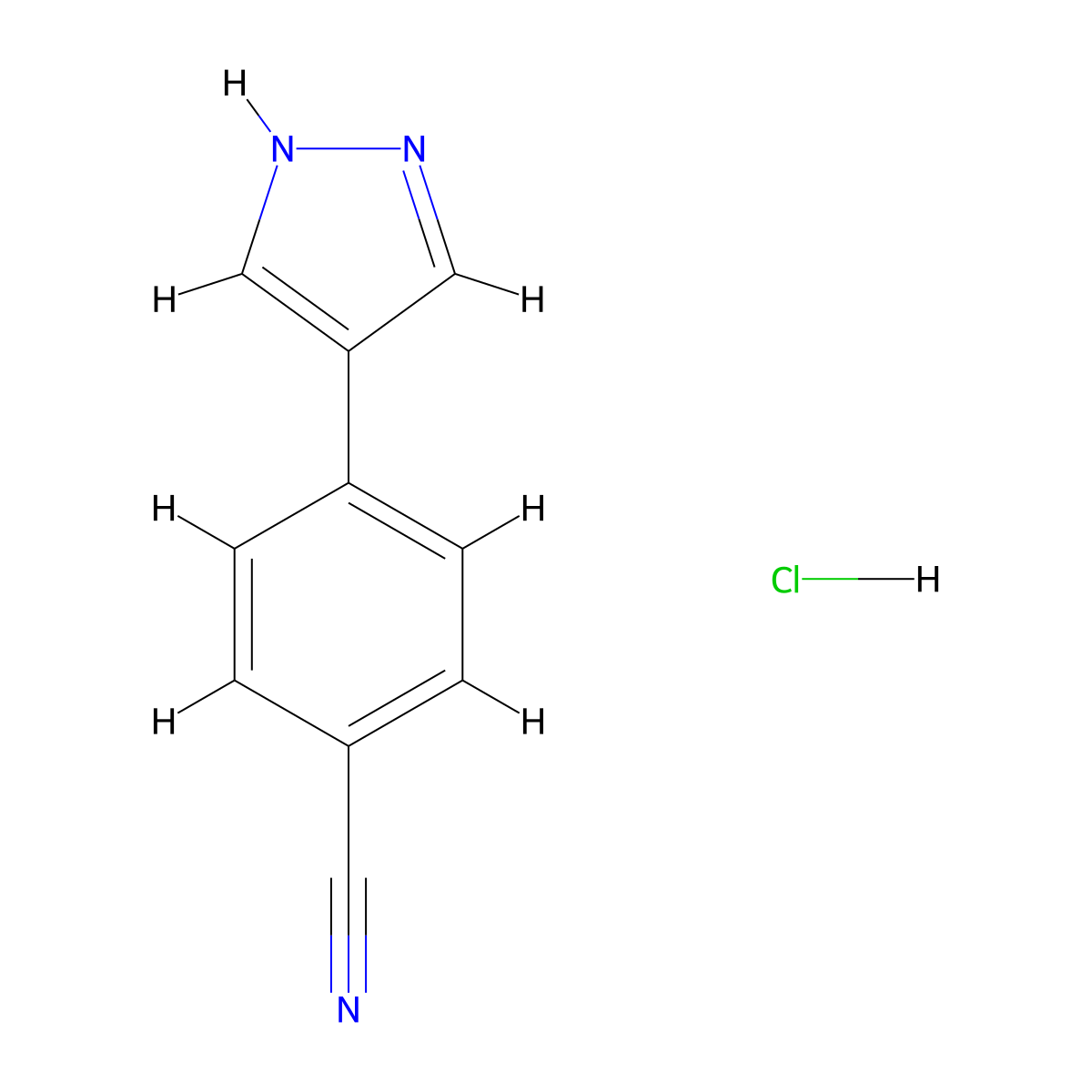 4-(1H-pyrazol-4-yl)benzonitrile hydrochloride molecular structure, CAS 3017271-26-7