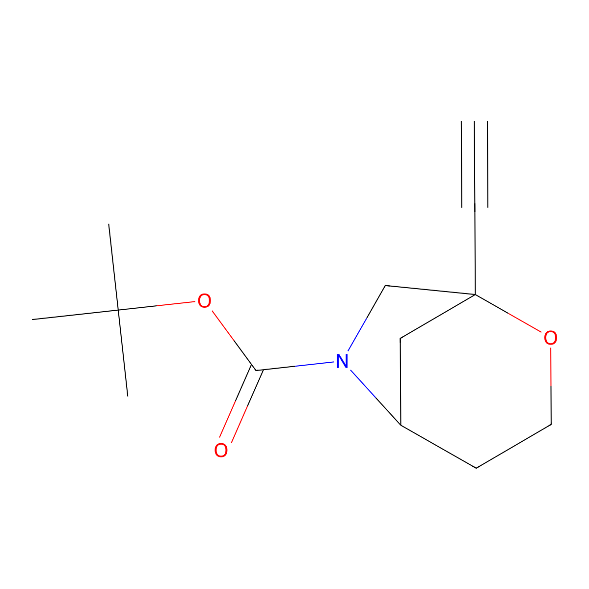 Tert-butyl 1-ethynyl-2-oxa-6-azabicyclo[3.2.1]octane-6-carboxylate molecular structure, CAS 3017271-35-8