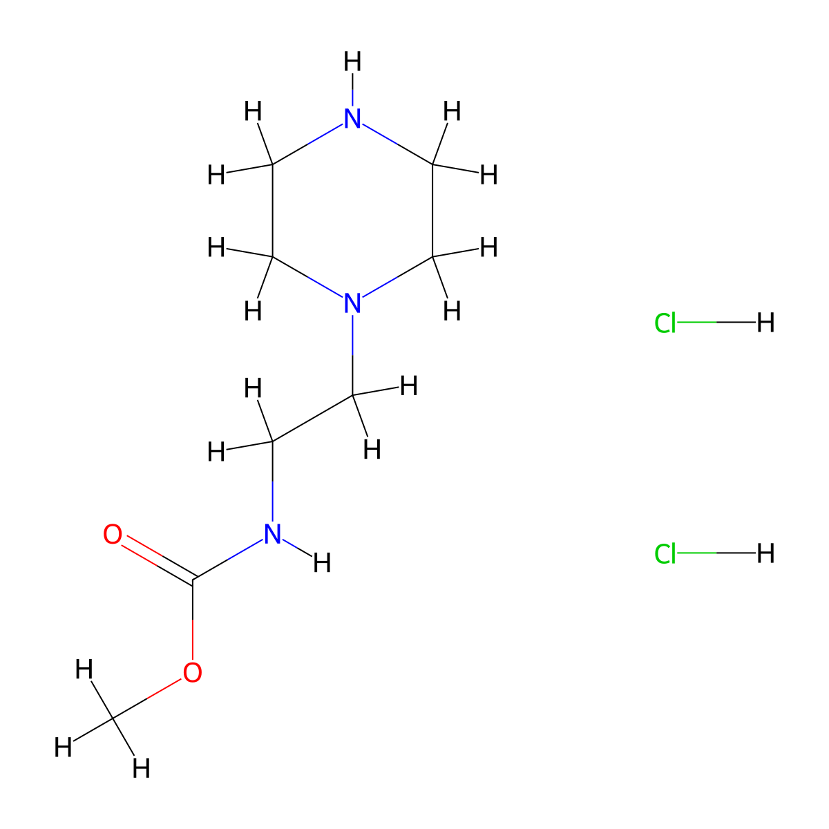 methyl N-[2-(piperazin-1-yl)ethyl]carbamate dihydrochloride molecular structure, CAS 3017271-53-0