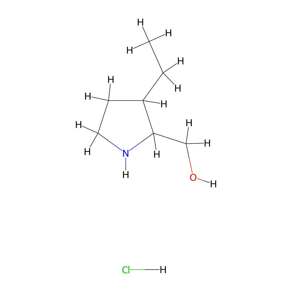 (3-Ethylpyrrolidin-2-yl)methanol hydrochloride molecular structure, CAS 3017271-56-3