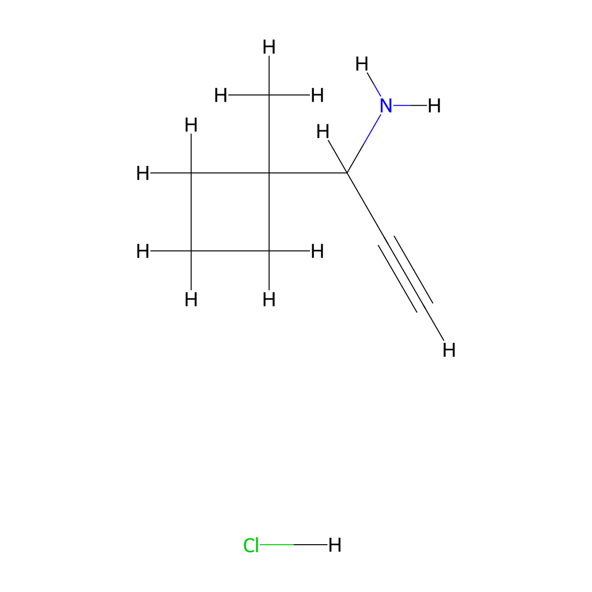 1-(1-Methylcyclobutyl)prop-2-yn-1-amine hydrochloride molecular structure, CAS 3017271-65-4