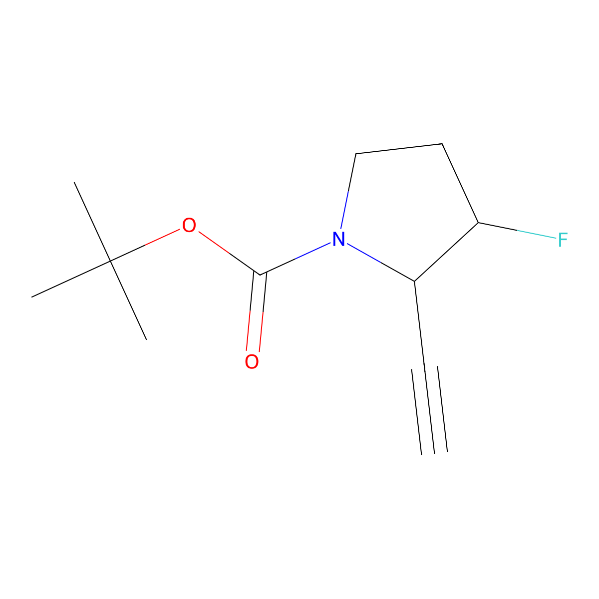 Tert-butyl 2-ethynyl-3-fluoropyrrolidine-1-carboxylate molecular structure, CAS 3017271-69-8
