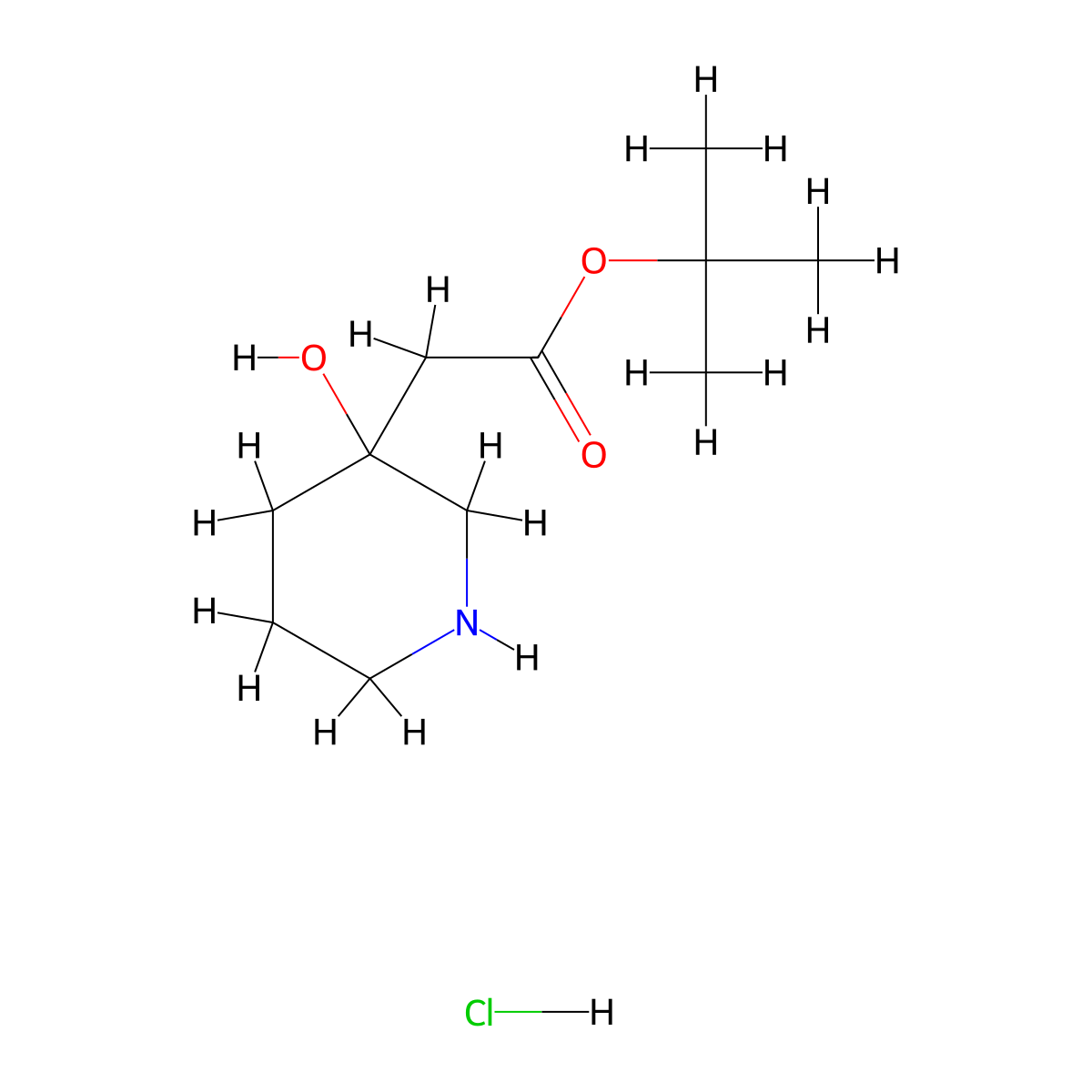 Tert-butyl 2-(3-hydroxypiperidin-3-yl)acetate hydrochloride molecular structure, CAS 3017271-71-2