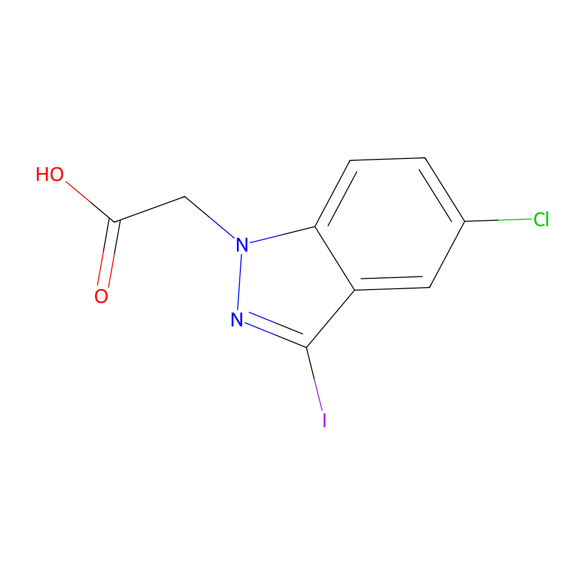 2-(5-chloro-3-iodo-1H-indazol-1-yl)acetic acid molecular structure, CAS 3017271-72-3
